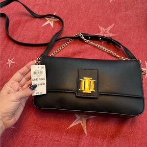 New With tag !INC  International Concepts Edenne Black Chain Shoulder Bag
